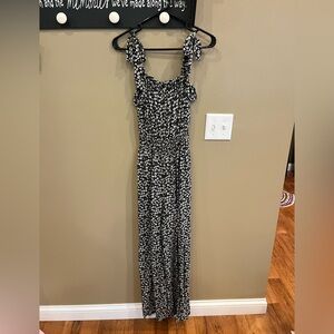 Miami Black and White Flower Print Jumpsuit